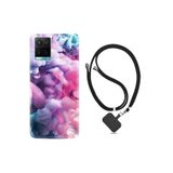 kilifland Vivo Y21s ile Uyumlu Kılıf Desenli Silikon Boyun Askılı Pink Cloud 1305