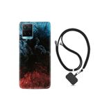 kilifland Vivo Y21s ile Uyumlu Kılıf Desenli Silikon Boyun Askılı Red Blue Black Abstact 1386