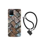 kilifland Vivo Y21s ile Uyumlu Kılıf Desenli Silikon Boyun Askılı Retro Stone 1324