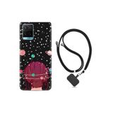 kilifland Vivo Y21s ile Uyumlu Kılıf Desenli Silikon Boyun Askılı Space Woman 13mate10lite