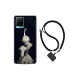 kilifland Vivo Y21s ile Uyumlu Kılıf Desenli Silikon Boyun Askılı Star Woman 1332