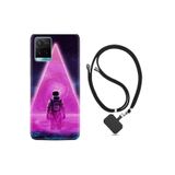 kilifland Vivo Y21s ile Uyumlu Kılıf Resimli Desenli Silikon Boyun Askılı Astro Purple 1890