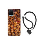 kilifland Vivo Y21s ile Uyumlu Kılıf Resimli Desenli Silikon Boyun Askılı Gold Emoji 1877