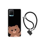 kilifland Vivo Y21s ile Uyumlu Kılıf Resimli Desenli Silikon Boyun Askılı Hello Bear 1905