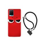kilifland Vivo Y21s ile Uyumlu Kılıf Resimli Desenli Silikon Boyun Askılı Red 1829