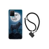 kilifland Vivo Y21s ile Uyumlu Kılıf Resimli Desenli Silikon Boyun Askılı Wolf Moon 1857