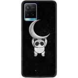Kılıfland Vivo Y21s ile Uyumlu Kılıf, Resimli Desenli Silikon, Platinium Series, Panda Moon, Siyah