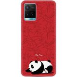 Kılıfland Vivo Y21s ile Uyumlu Kılıf, Resimli Desenli Silikon, Platinium Series, Sleeping Panda, Kırmızı