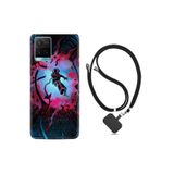 kilifland Vivo Y21s ile Uyumlu Kılıf Silikon Desen Boyun Askılı Astronot Attack 1702