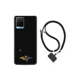 kilifland Vivo Y21s ile Uyumlu Kılıf Silikon Desen Boyun Askılı Ay Ve Kedi 1683