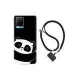 kilifland Vivo Y21s ile Uyumlu Kılıf Silikon Desen Boyun Askılı Bay Bay Panda 1784