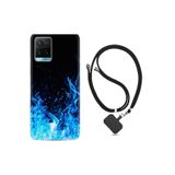 kilifland Vivo Y21s ile Uyumlu Kılıf Silikon Desen Boyun Askılı Blue Fire 1678