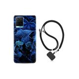 kilifland Vivo Y21s ile Uyumlu Kılıf Silikon Desen Boyun Askılı Blue Foid 1628