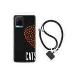 kilifland Vivo Y21s ile Uyumlu Kılıf Silikon Desen Boyun Askılı Cats 1792