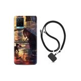 kilifland Vivo Y21s ile Uyumlu Kılıf Silikon Desen Boyun Askılı Kız Ve Kedi 1762