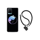 kilifland Vivo Y21s ile Uyumlu Kılıf Silikon Desen Boyun Askılı Love Cats 1604