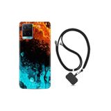 kilifland Vivo Y21s ile Uyumlu Kılıf Silikon Desen Boyun Askılı Orange Blue Color 1665