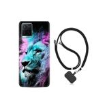 kilifland Vivo Y21s ile Uyumlu Kılıf Silikon Desen Boyun Askılı Pink Blue Leon 1603