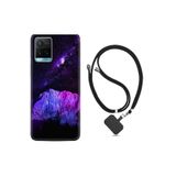 kilifland Vivo Y21s ile Uyumlu Kılıf Silikon Desen Boyun Askılı Purple Mountain 1640