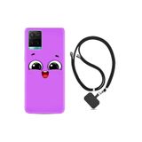 kilifland Vivo Y21s ile Uyumlu Kılıf Silikon Desen Boyun Askılı Purple Sweety 1717