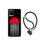 kilifland Vivo Y21s ile Uyumlu Kılıf Silikon Desen Boyun Askılı Red City 1707