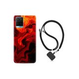 kilifland Vivo Y21s ile Uyumlu Kılıf Silikon Desen Boyun Askılı Red Orange Zigzag 1695