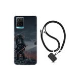 kilifland Vivo Y21s ile Uyumlu Kılıf Silikon Desen Boyun Askılı Warrior 1653