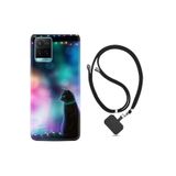 kilifland Vivo Y21s ile Uyumlu Kılıf Silikon Desen Boyun Askılı Window Cat 1787
