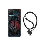 kilifland Vivo Y21s ile Uyumlu Kılıf Silikon Desen Boyun Askılı Wolf 1658
