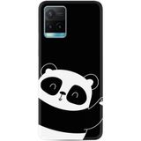Kılıfland Vivo Y21s ile Uyumlu Silikon Kılıf, Bay Bay Panda Desen, Siyah