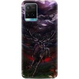 Kılıfland Vivo Y21s ile Uyumlu Silikon Kılıf, Desen Özel Seri, Dark Deer, Siyah
