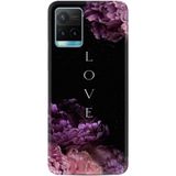 Kılıfland Vivo Y21s ile Uyumlu Silikon Kılıf, Desen Özel Seri Love Flow, Siyah