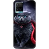 Kılıfland Vivo Y21s ile Uyumlu Silikon Kılıf, Desen Özel Seri Super Cat, Siyah