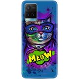 Kılıfland Vivo Y21s ile Uyumlu Silikon Kılıf, Desen Özel Seri Super Meow, Mavi