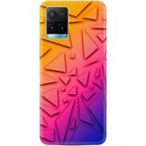 Kılıfland Vivo Y21s ile Uyumlu Silikon Kılıf, Desen Özel Seri Üçgenler, Sarı-Turuncu-Pembe-Mor Gradient