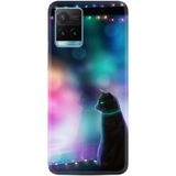 Kılıfland Vivo Y21s ile Uyumlu Silikon Kılıf, Desen Özel Seri Window Cat, Renkli