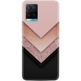 Kılıfland Vivo Y21s ile Uyumlu Silikon Kılıf, Desenli Baskılı, Great Marble, Pembe-Siyah