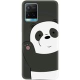 Kılıfland Vivo Y21s ile Uyumlu Silikon Kılıf, Hello Panda Desen, Siyah-Beyaz