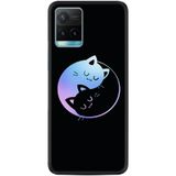 Kılıfland Vivo Y21S ile Uyumlu Silikon Kılıf, Love Cats Deseni, Siyah