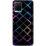 Kılıfland Vivo Y21s ile Uyumlu Silikon Kılıf, Neon Geometrik Desen, Siyah