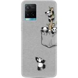 Kılıfland Vivo Y21s ile Uyumlu Silikon Kılıf, Panda Desen, Gri