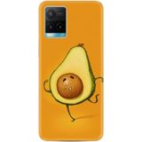 Kılıfland Vivo Y21s ile Uyumlu Silikon Kılıf, Platinium Series, Resimli Desenli, Avokado, Turuncu