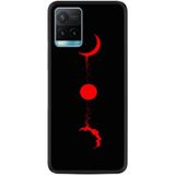 Kılıfland Vivo Y21s ile Uyumlu Silikon Kılıf, Red Moon Desen, Siyah