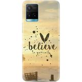 Kılıfland Vivo Y21s ile Uyumlu Silikon Kılıf, Resimli Desenli Baskılı, Believe In Yourself, Sarı