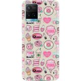 Kılıfland Vivo Y21s ile Uyumlu Silikon Kılıf, Resimli Desenli Baskılı, Donut Flamingo, Pembe