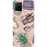 Kılıfland Vivo Y21s ile Uyumlu Silikon Kılıf, Resimli Desenli Baskılı, Monkey Butterfly, Beige