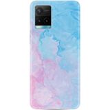 Kılıfland Vivo Y21s ile Uyumlu Silikon Kılıf, Resimli Desenli Baskılı, Pink Blue Abstract