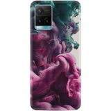 Kılıfland Vivo Y21S ile Uyumlu Silikon Kılıf, Resimli Desenli Baskılı, Pink Green Cloud