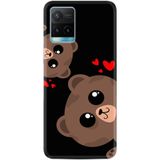 Kılıfland Vivo Y21S ile Uyumlu Silikon Kılıf, Sevimli Hayvan Deseni, Love Animals, Siyah