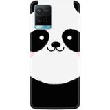 Kılıfland Vivo Y21s ile Uyumlu Silikon Kılıf, Sevimli Panda Deseni, Siyah-Beyaz